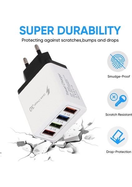 Evrensel 4 Port USB Şarj Aleti Seyahat 5 V/3A Telefon Adaptörü iPhone Samsung Akıllı Telefon Için Akıllı Şarj Kafası USB Hızlı Şarj Cihazı (Yurt Dışından) fırsatları