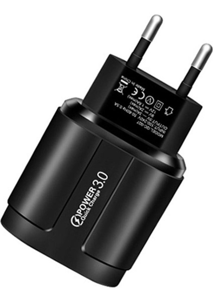 USB 18W Hızlı Şarj Cep Telefonu Şarj Kafası Duvar Cep Telefonu Tablet Siyah Ab (Yurt Dışından)