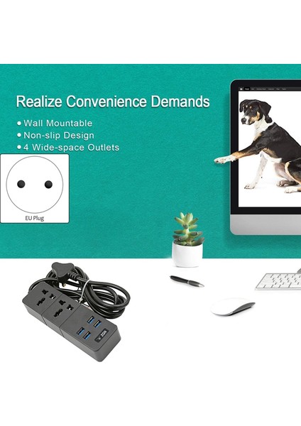 4 USB ve 2 Çıkış Bağlantı Noktalı Şerit Dalgalanma Koruyucusu 2500W 10A Ev Için 6,5 Feet Uzatma Kablosu (Yurt Dışından) modelleri