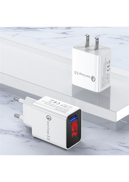 Cep Telefonu Şarj Cihazı Hızlı Şarj Qc 3.0 18W Hızlı Şarj Ab Abd Fiş Adaptörü Duvar USB Şarj iPhone x Xs 8 Samsung Xiaomi (Yurt Dışından)