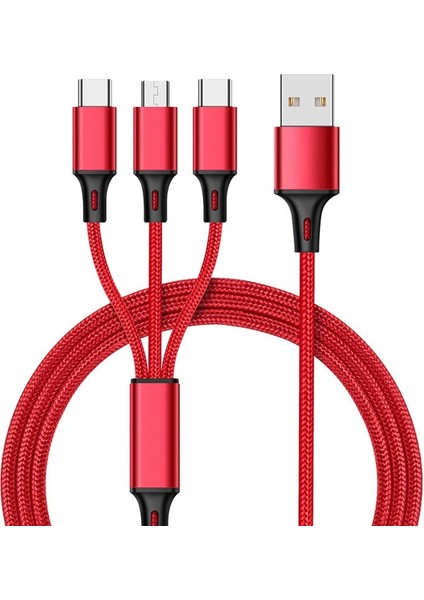 3 In 1 USB Kablosu 2A Hızlı Şarj USB C Kablosu IPHONE14 13 12 Pro Max Xiaomi 13 12 11 Huawei Samsung Cep Telefonu Şarj Kablosu (Yurt Dışından)