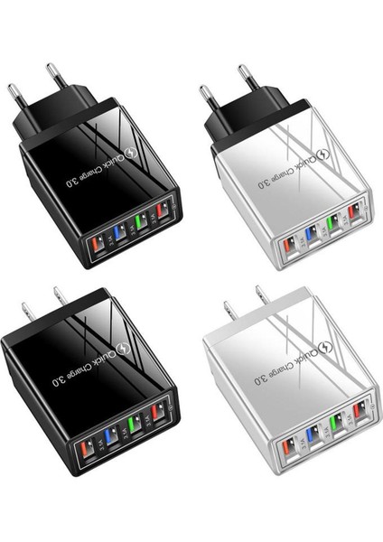 40W Usb3.0 Hızlı Cep Telefonu Şarj Cihazı Telefon Adaptörü 4 USB Bağlantı Noktası Şarj Cihazı Seyahat Şarj Kafası Indüksiyon Şarj Cihazı Duvar Şarj Cihazı (Yurt Dışından)