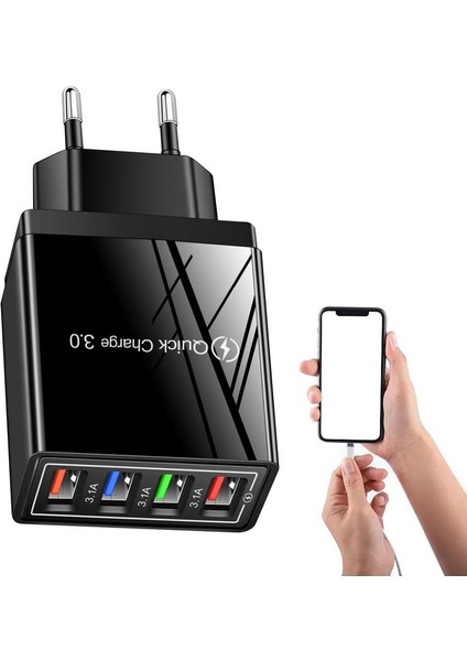 40W Usb3.0 Hızlı Cep Telefonu Şarj Cihazı Telefon Adaptörü 4 USB Bağlantı Noktası Şarj Cihazı Seyahat Şarj Kafası Indüksiyon Şarj Cihazı Duvar Şarj Cihazı (Yurt Dışından) fırsatları