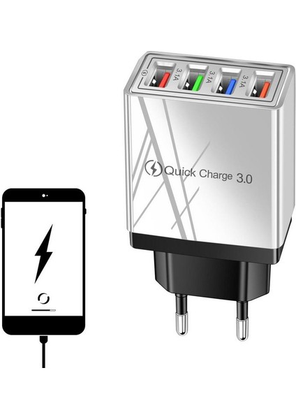 40W Usb3.0 Hızlı Cep Telefonu Şarj Cihazı Telefon Adaptörü 4 USB Bağlantı Noktası Şarj Cihazı Seyahat Şarj Kafası Indüksiyon Şarj Cihazı Duvar Şarj Cihazı (Yurt Dışından) indirimleri