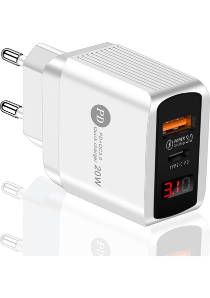 20WPD+QC Dijital Ekran Hızlı Şarj Çift Bağlantı Noktalı Ekran Görüntüsü Cep Telefonu Şarj Başlığı (Yurt Dışından) fiyatları