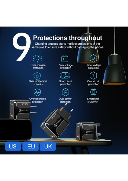 Niceestore Twitch QC3.018W Hızlı Şarj Işık Kılavuz Direği Şarj Cihazı Hızlı Şarj Şarj Cihazı Qc3.0 LED Işıklı Şarj Cihazı Seyahat Şarj Cihazı (Yurt Dışından) indirimleri