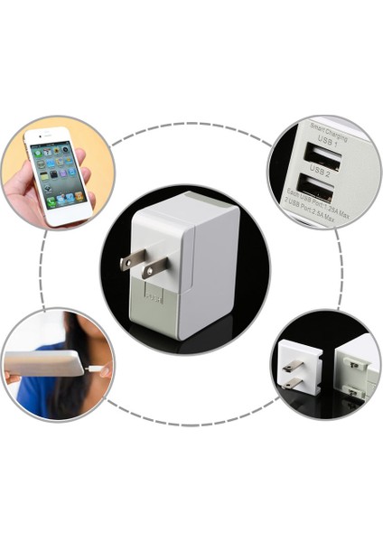 XPA05 2usb Ayrı Tip Akıllı Şarj Cihazları Akıllı Şarj Cihazları Siyah/beyaz (Yurt Dışından) modelleri