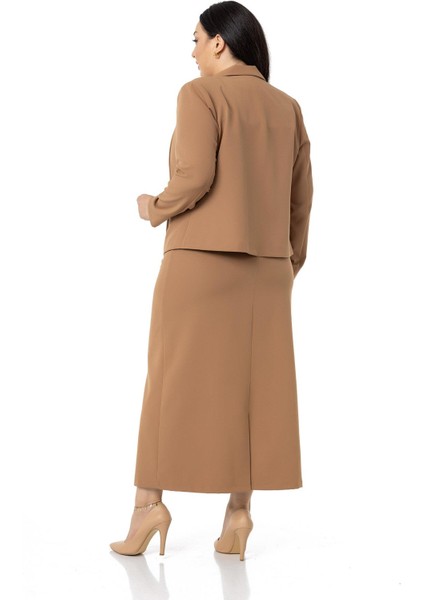 Büyük Beden Etek Ceket Vizon Takım modelleri