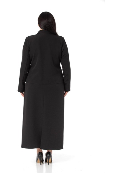 Büyük Beden Etek Ceket Siyah Takım modelleri