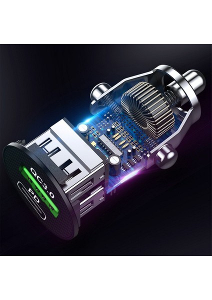 Çift USB Çok Fonksiyonlu Araç Şarj Cihazı Type-C ve Qc3.0 Çift USB Araç Şarj Cihazı Siyah 42*24*24MM (Yurt Dışından) indirimleri