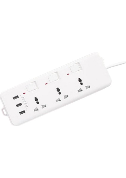 Çıkışlı ve 3 USB Şarj Bağlantı Noktalı Şerit Akıllı Telefon Tabletler Için Uzun Uzatma Kablosu Ofis Abd Tak (Yurt Dışından)