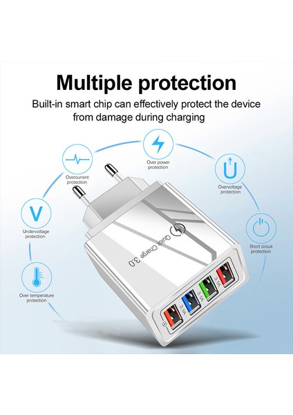 Ab/abd/ingiltere Tak Hızlı Şarj 3.0 4 USB Bağlantı Noktası Renkli Hızlı Şarj Cihazı Seyahat Şarj Kafası Taşınabilir Akıllı Telefon Adaptörü Için Xiaomi 12 (Yurt Dışından) fiyatları