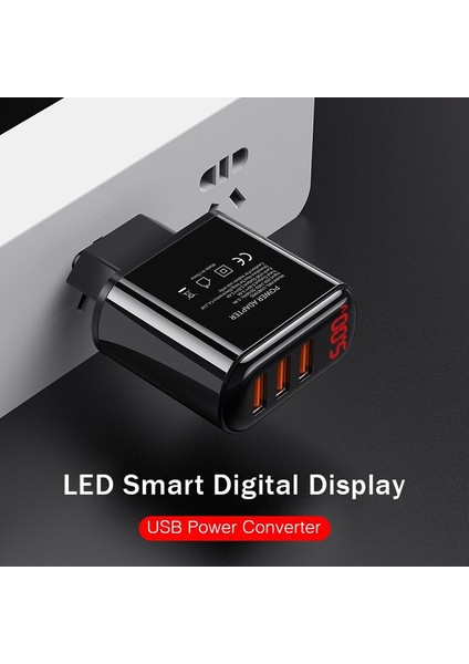 V 3.1A Dijital Ekran USB Şarj Aleti 3 Port USB Hızlı Şarj Duvar Cep Telefonu Şarj Cihazları iPhone Samsung S10 Xiaomi Tablet (Yurt Dışından) fiyatları