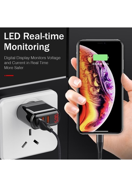 V 3.1A Dijital Ekran USB Şarj Aleti 3 Port USB Hızlı Şarj Duvar Cep Telefonu Şarj Cihazları iPhone Samsung S10 Xiaomi Tablet (Yurt Dışından) modelleri