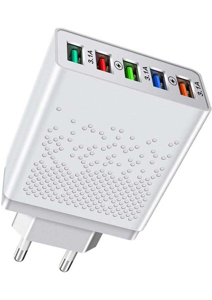 Qc 3.0 Hızlı Şarj Cihazı 5 Port USB Evrensel Duvar Şarj iPhone 13 Samsung S22 Xiaomi Huawei Telefon Ab Abd Tak USB Şarj Cihazı (Yurt Dışından)