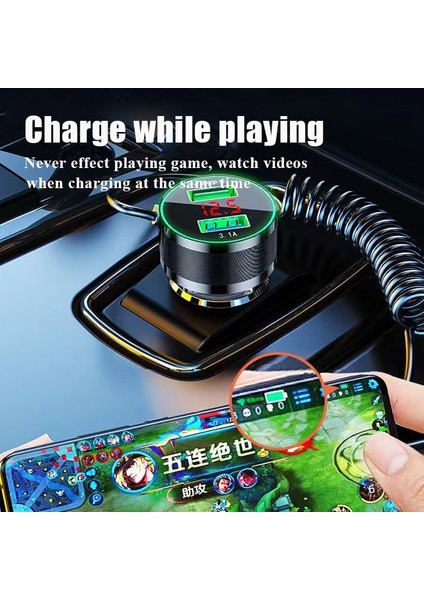 Kablolu Araç USB Şarj Cihazı 3'ü 1 Arada 2 Bağlantı Noktalı 150W Hızlı Şarj, LCD ile iPhone 13 Pro Max 12 11 Mini Samsung Xiaomi Cep Telefonu (Yurt Dışından) fiyatları