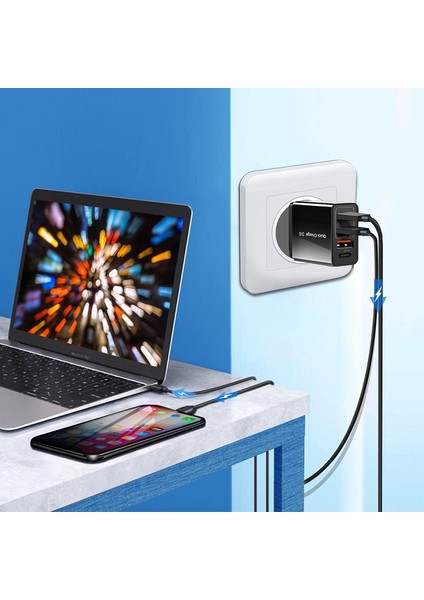 48W Pd 18W + Qualcomm Süper Hızlı Şarj 3.0 Hızlı Şarj Şarj Adaptörü C Tipi Fiş Apple Şarj Adaptörü Seyahat USB Şarj Istasyonu Tüm Telefonlar Evrensel (Yurt Dışından) fırsatları