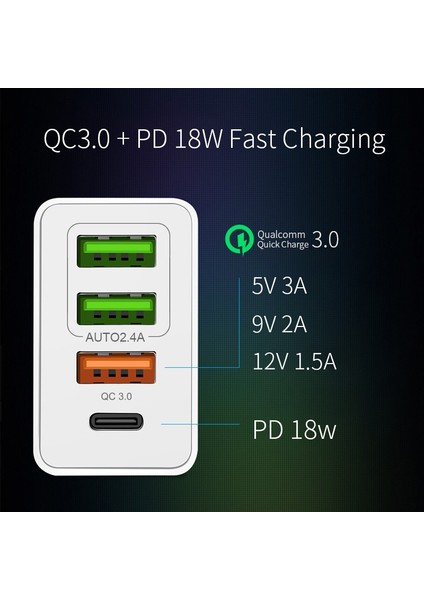 48W Pd 18W + Qualcomm Süper Hızlı Şarj 3.0 Hızlı Şarj Şarj Adaptörü C Tipi Fiş Apple Şarj Adaptörü Seyahat USB Şarj Istasyonu Tüm Telefonlar Evrensel (Yurt Dışından) indirimleri