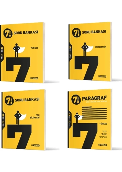 Hız Yayınları 7. Sınıf Türkçe - Matematik - Fen Bilimleri ve Paragraf Soru Bankaları 4 Kitap