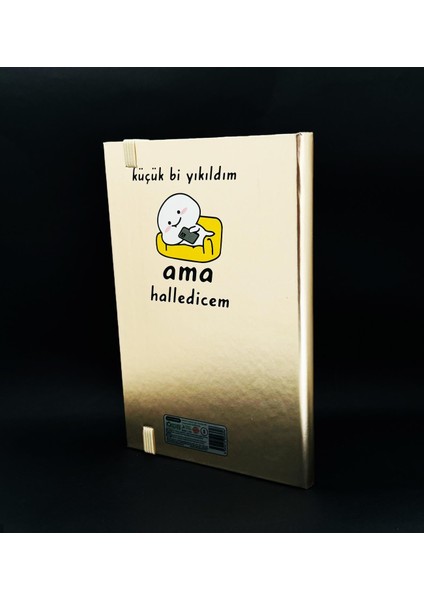 Metal Kapaklı Küçük Bi Yıkıldım Tasarımlı Lastikli Defter