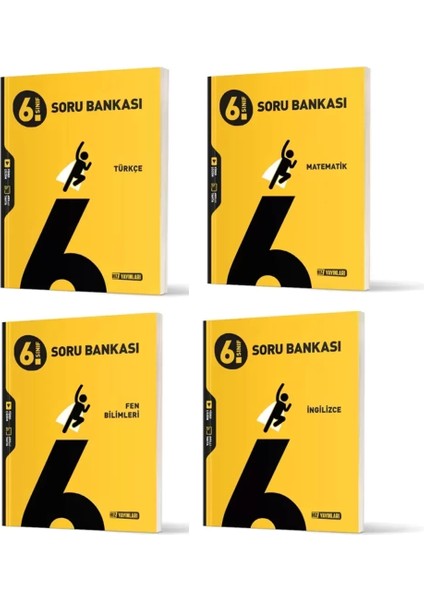 6. Sınıf Türkçe - Matematik - Fen Bilimleri ve İngilizce Soru Bankaları 4 Kitap