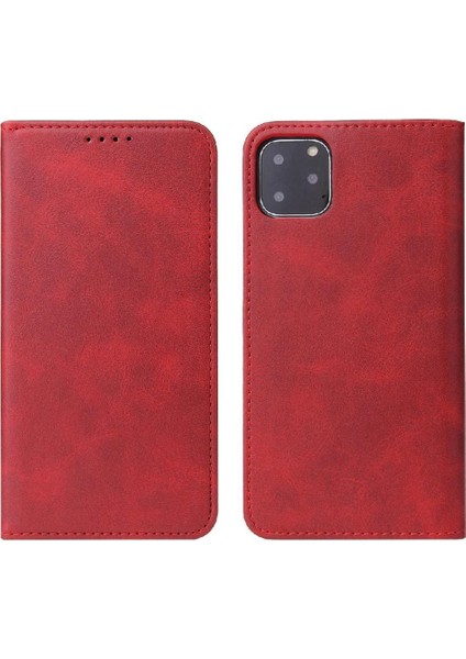Iphone 11 Için Deri Folio Flip Case Manyetik Karbon Fiber Kart ile Telefon Kılıfı (Yurt Dışından)