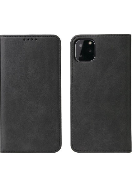 Iphone 11 Için Deri Folio Flip Case Manyetik Karbon Fiber Kart ile Telefon Kılıfı (Yurt Dışından)