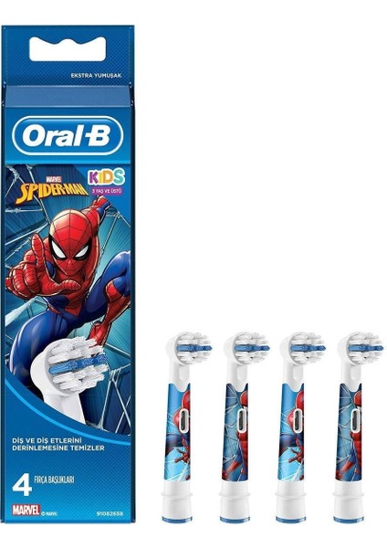 Yedek Başlık 4'lü Şarjlı Diş Fırçası Için Spiderman Çocuk