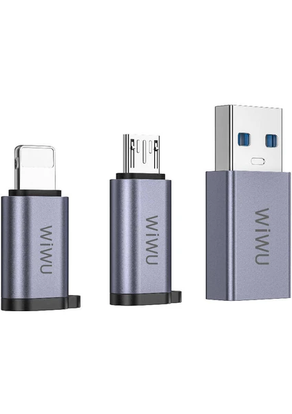 WI-C031 Concise Serisi 3in1 Type-C To Usb-A&type-C&lightning Adaptör Paketi