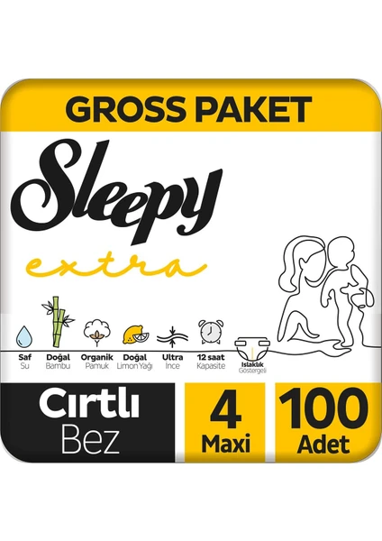 Extra Günlük Aktivite Gross Paket Bebek Bezi 4 Numara Maxi 100 Adet