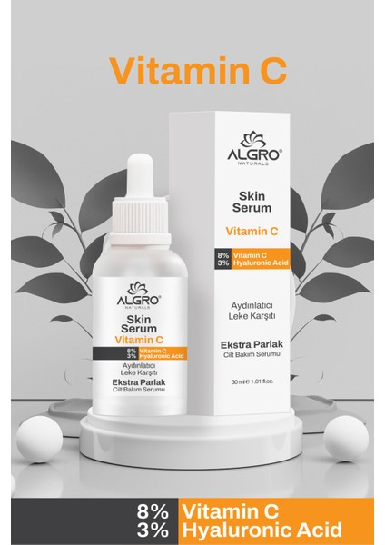 C Vitamini & Hyaluronik Asit Extra Parlak Aydınlatıcı ve Leke Karşıtı Yüz Serumu 30 ml