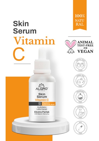 C Vitamini & Hyaluronik Asit Extra Parlak Aydınlatıcı ve Leke Karşıtı Yüz Serumu 30 ml