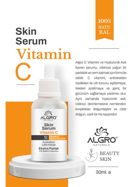 C Vitamini & Hyaluronik Asit Extra Parlak Aydınlatıcı ve Leke Karşıtı Yüz Serumu 30 ml