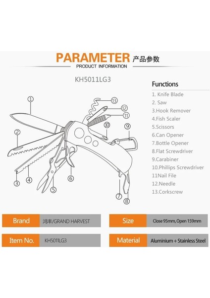 KH5011LG3 Multi Fonksiyonel Çakı