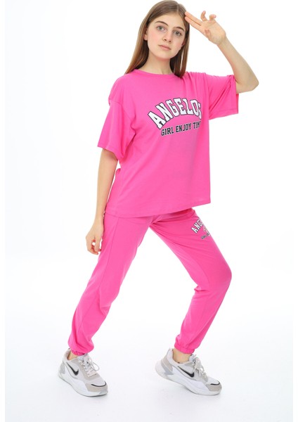 Pembe Yazı Baskılı Kız Çocuk Takım 17858 fiyatları