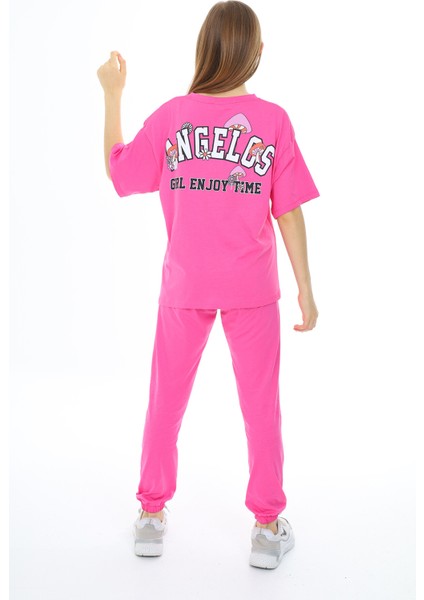 Pembe Yazı Baskılı Kız Çocuk Takım 17858 indirimleri