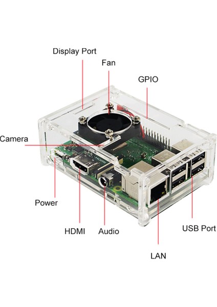 Raspberry Pi 3 Için Model B+(Plus) Akrilik Kılıf Şeffaf Kutu Kapağı Kabuk + Soğutma Fanı+Alüminyum Isı Emici Raspberry Pi 3 Model B+/b Için - Şeffaf (Yurt Dışından)