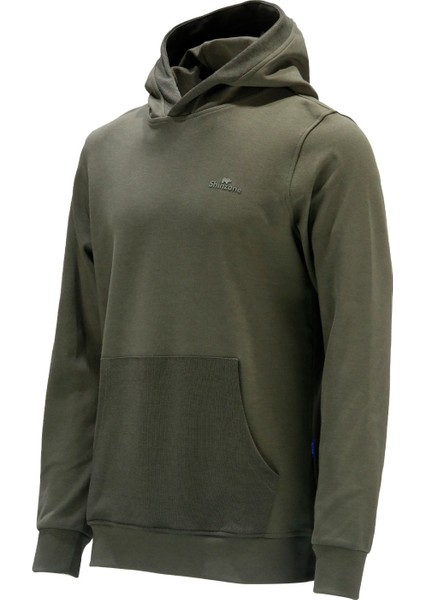 Erkek Standart Fit Kapüşonlu Cepli Haki Sweatshirt