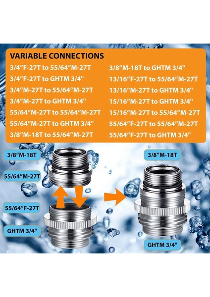 Musluk Adaptör Kiti-Erkek Musluk Yönlendirici Adaptör Lavabo - Bahçe Hortumu Bağlantısı- Su Filtresi- Kitcn Musluk Adaptörü (Yurt Dışından)