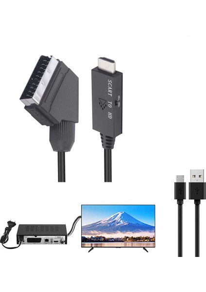 Scart - HDMI Uyumlu Dönüştürücü Kablo Ses Video Adaptörü Dönüşüm Kablosu 1 M Hdtv Vhs Için (Yurt Dışından) indirimleri