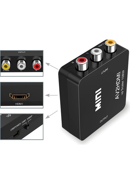 【en Iyi】rca'dan Hdmiav'a HDMI CONVERTER1080P Mini Rca Cvbs Video Ses Dönüştürücü Adaptör Pal/ntsc Tv/pc/ps3/stb/xbox Vhs Için (Yurt Dışından) fiyatları