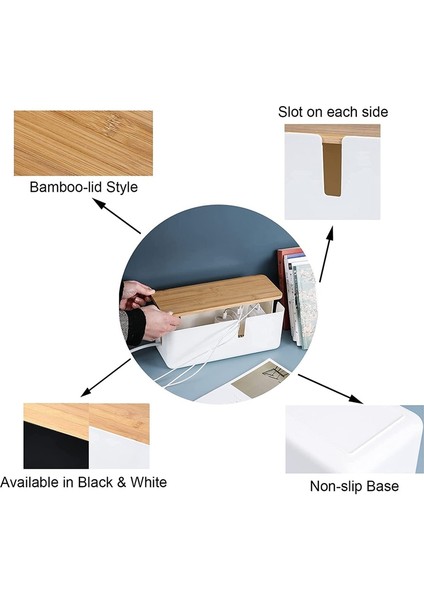 Uzatma Kablosu Için Bambu Kapaklı Kablo Düzenleme Kutusu (Siyah) (Yurt Dışından) fırsatları