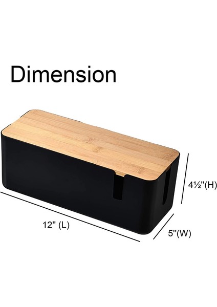 Uzatma Kablosu Için Bambu Kapaklı Kablo Düzenleme Kutusu (Siyah) (Yurt Dışından) indirimleri