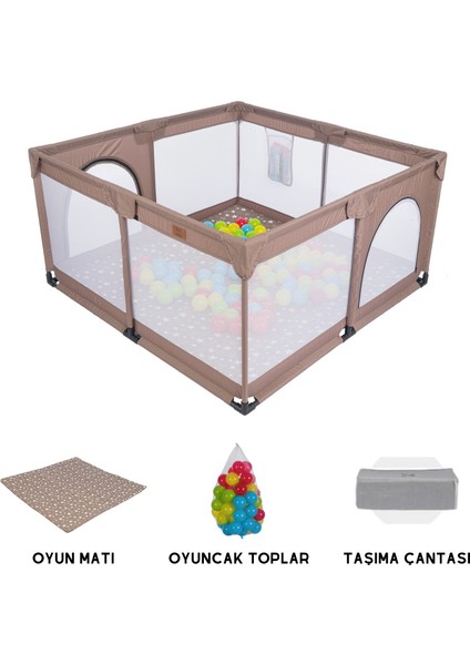 Playard Güvenli Bebek ve Çocuk Oyun Alanı Oyun Parkı 125X125 Oyun Matı ve Topları