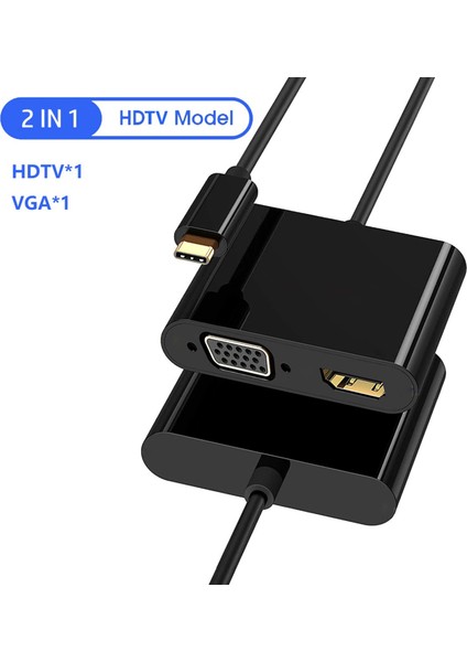 USB C - HDMI Uyumlu Dönüştürücü Adaptör Tip C - Macbook Samsung Için VGA Kablosu Dönüştürücü 2'si 1 Arada Adaptör (Yurt Dışından) modelleri