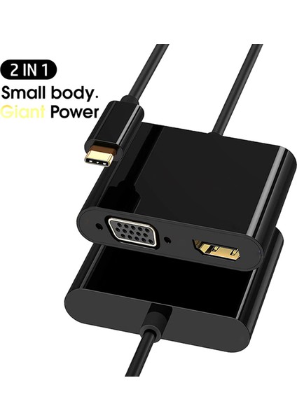 USB C - HDMI Uyumlu Dönüştürücü Adaptör Tip C - Macbook Samsung Için VGA Kablosu Dönüştürücü 2'si 1 Arada Adaptör (Yurt Dışından) indirimleri