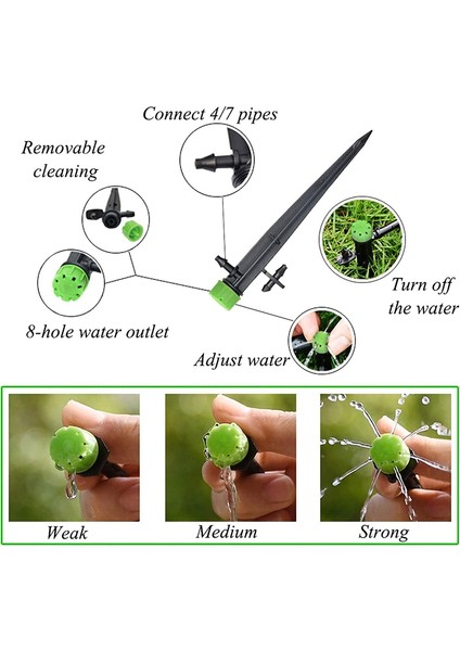 4/7 mm Tüp Için Dikenli Konnektörlü 60 Parça 360 Derece Ayarlanabilir Sulama Damlatıcı, Su Akış Sulama Sistemi (Yurt Dışından)