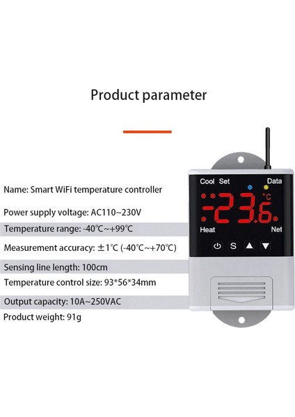 Kablosuz Wifi Sıcaklık Kontrol Cihazı Termostat AC110-220V DTC1201 Ntc Sensörü Akıllı Ev Için Dijital Ekran App Kontrolü (Yurt Dışından) fırsatları