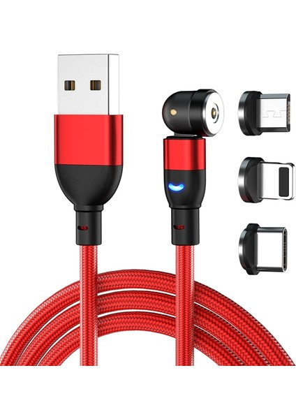 540 Derece Dönen LED Manyetik Tel Mikro USB Hızlı Şarj Kablosu iPhone 12 Xs Xr Samsung Huawei Xiaomi USB Şarj Aleti Kablosu (Yurt Dışından)