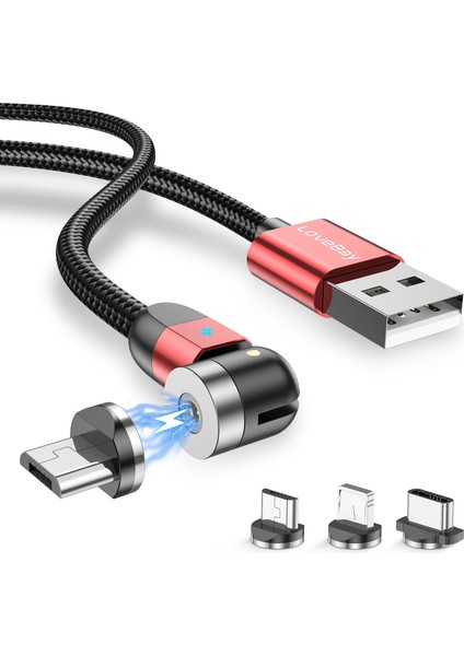 Lovebay 540° Döndür Manyetik Telefon Kablosu Mikro USB C Tipi Şarj Cihazı Mıknatıs Şarj Cihazı Mikro Kablo Cep Telefonu USB Магнитная Kablosu (Yurt Dışından)
